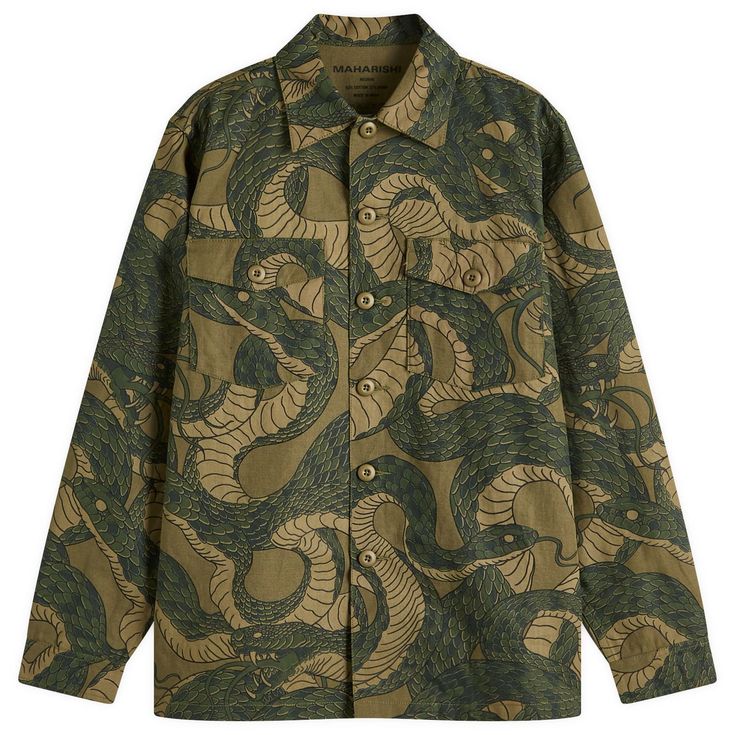 Риза Maharishi Maharishi Snakeskin Utility Overshirt, Size Large Зелено | 6037-GRN, 0