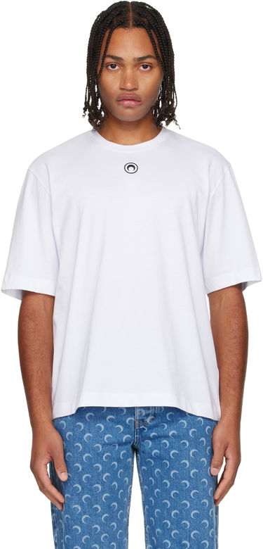 Тениска Marine Serre Moon Logo Jersey Loose Fit Short Sleeve T-Shirt Бяло | MTT077BCJER0009, 0