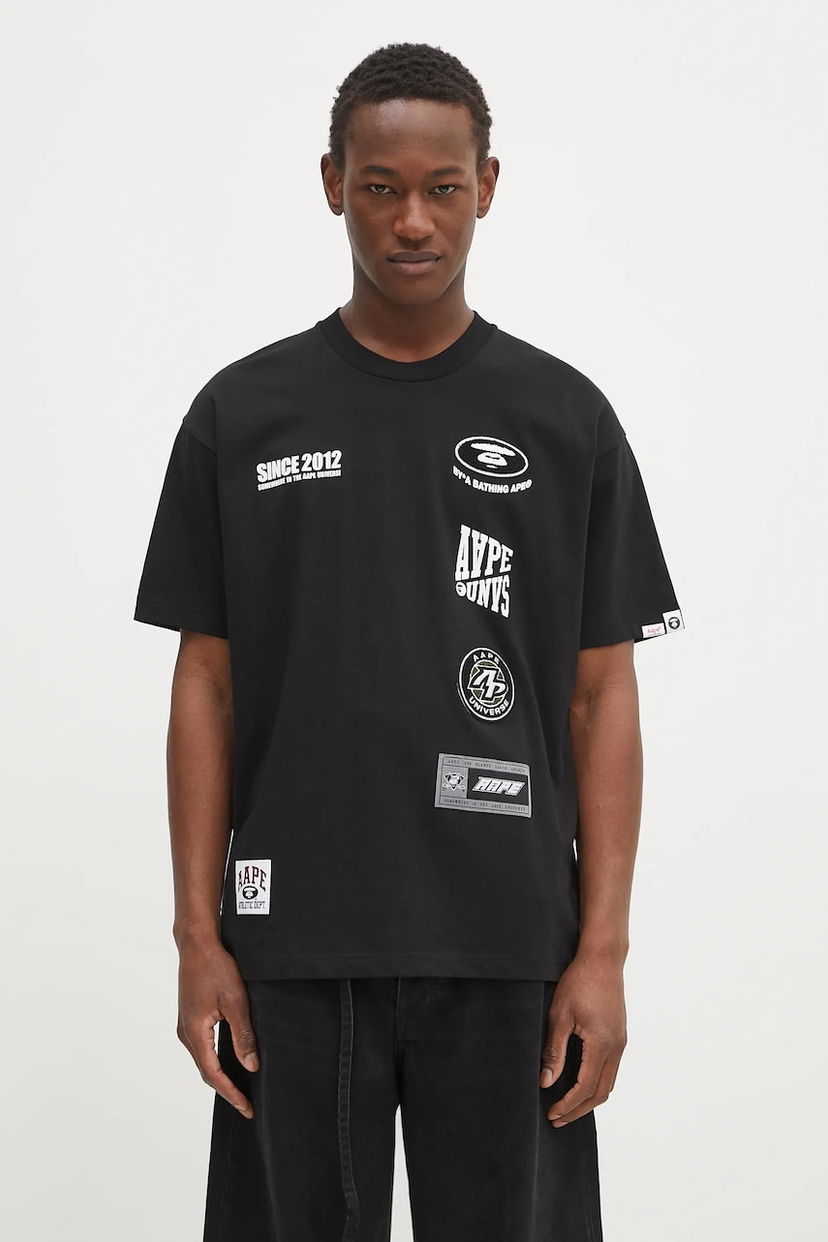Тениска AAPE by A Bathing Ape Fancy Main Multi-Patch Graphic Short-Sleeve T-Shirt Черно | AAPTEM1566XXN