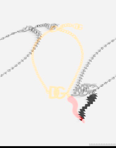 Гривна Dolce & Gabbana Gold Chain Bracelet With Logo And Horn Pendant Червено | WBQ6C1W1111ZOO00, 2