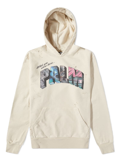 Суитчър Palm Angels Sign Popover Hoody Бежово | PMBB117S23FLE0100184