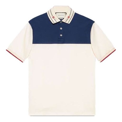 Поло тениска Gucci Logo Trim Polo Бяло | 645259-XJC6J-9062