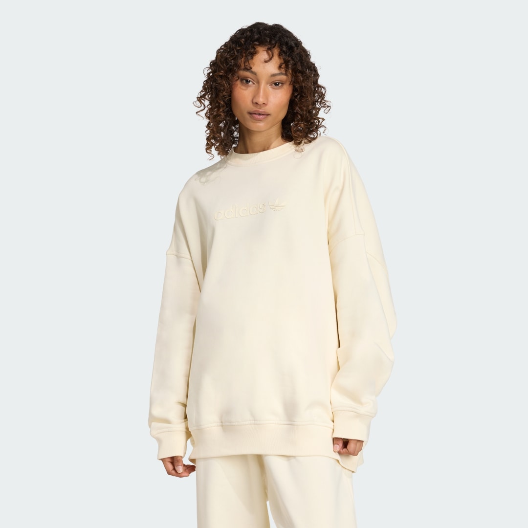 Суитчър adidas Performance Essentials Linear Oversized Crewneck Sweatshirt Бежово | JW1016, 0