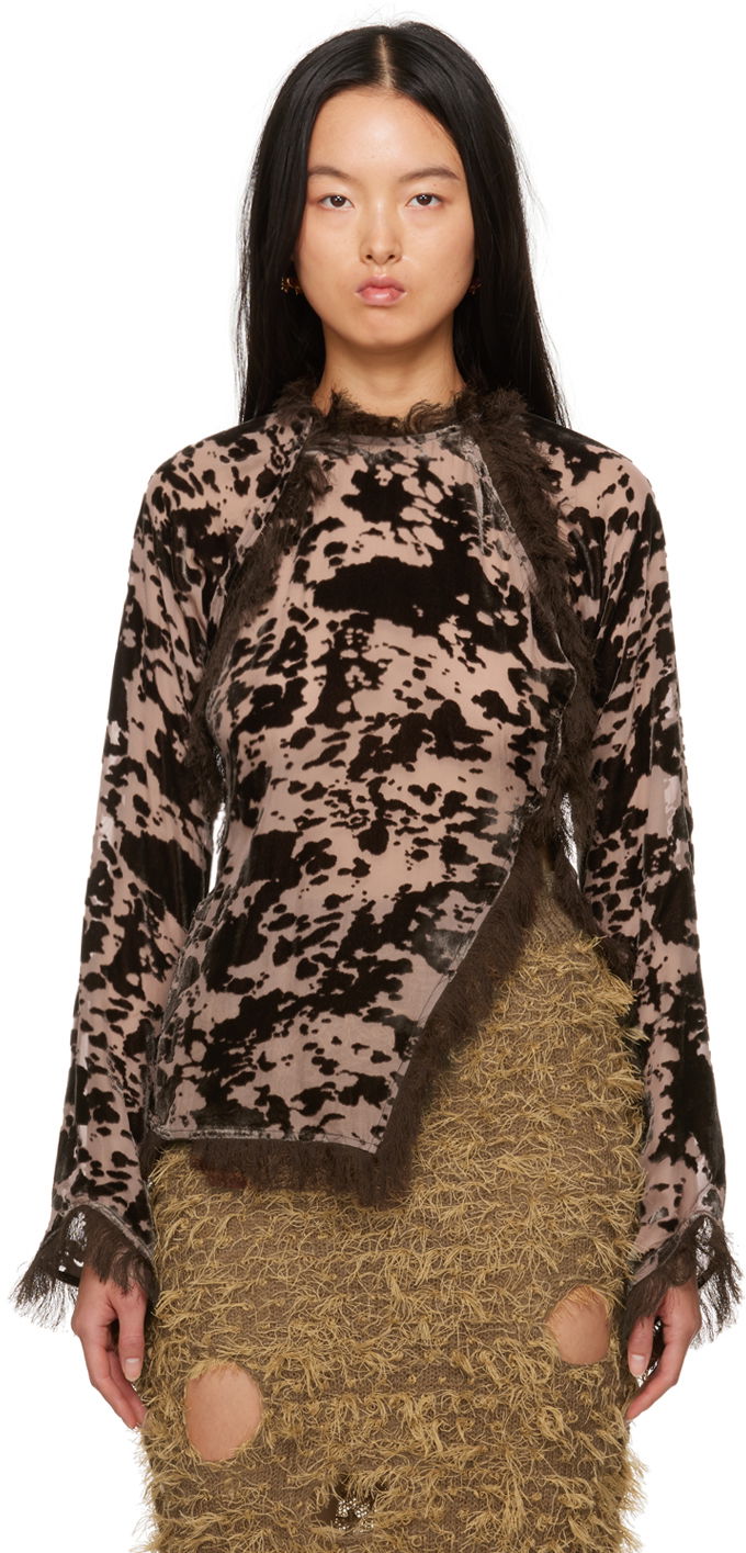 Тениска Acne Studios Cow Print Бежово | AC0622-, 0