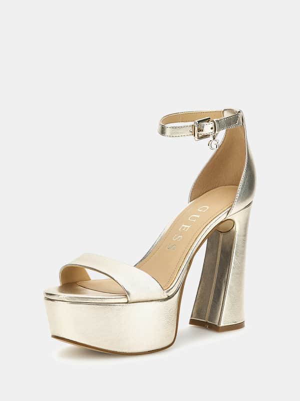 Облекло GUESS Idas Foiled Leather Sandals Бяло | FLJIDSLEP03, 0