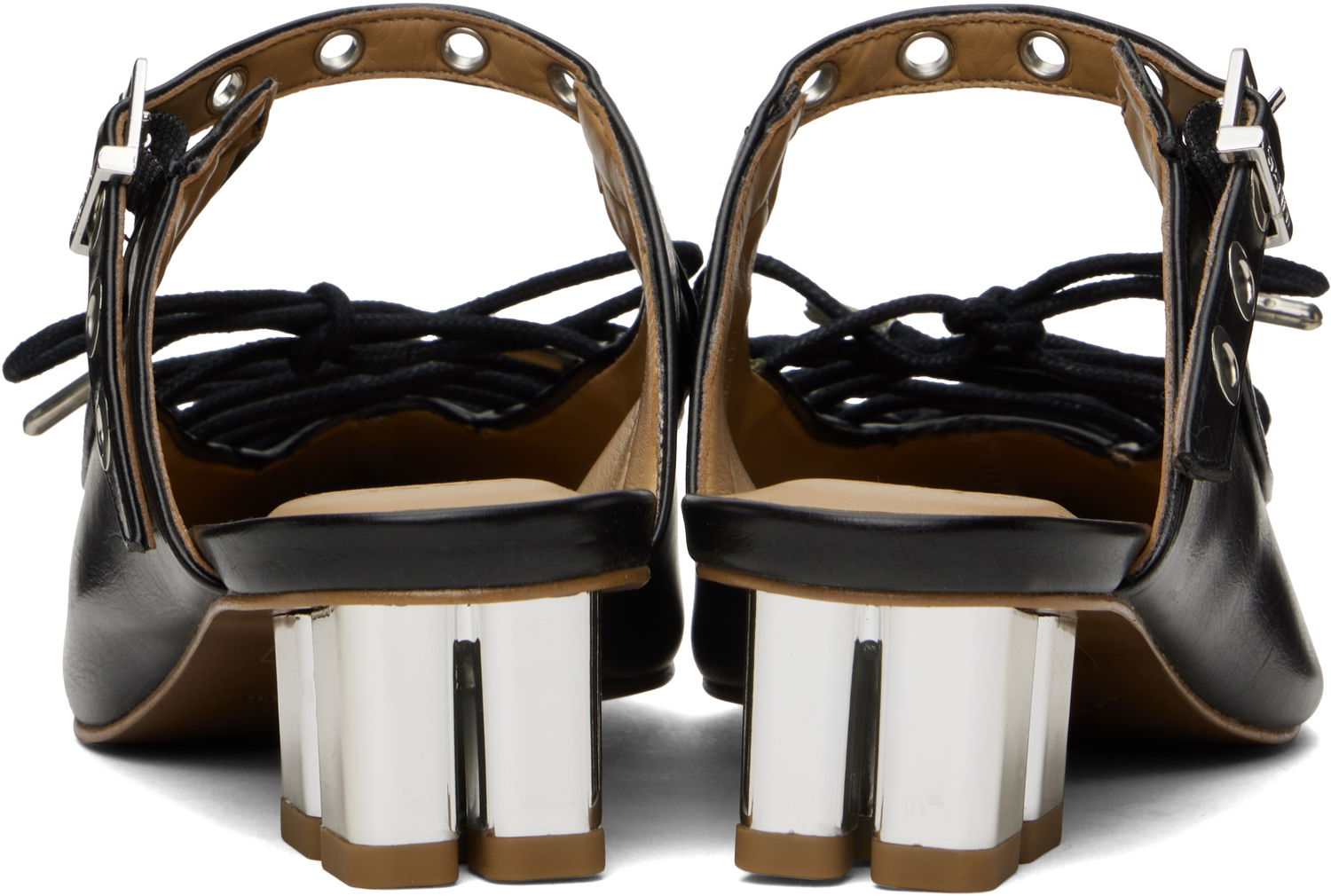Кецове и обувки GANNI GANNI Oleatex Lace-Up Mules Черно | S2925, 1