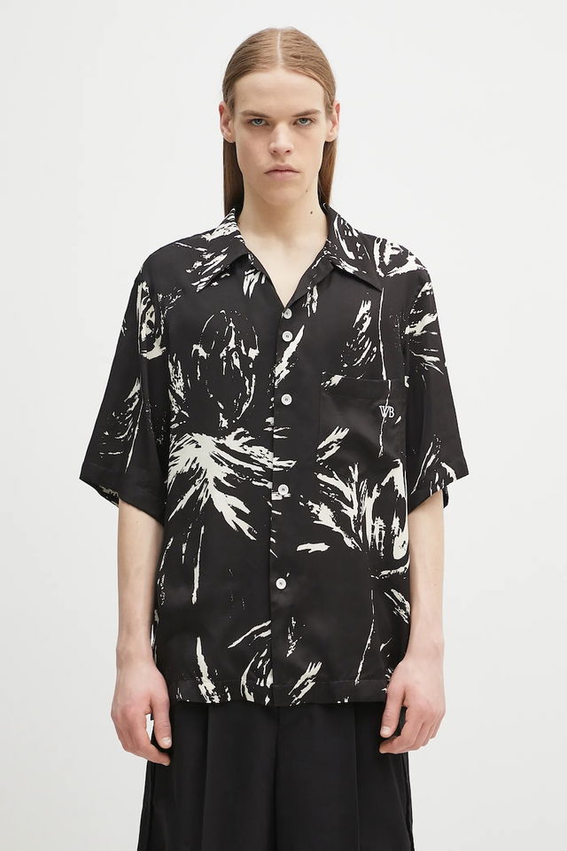 Wales Bonner Highlife Bowling Relaxed Fit Classic Collar Short Sleeve Abstract Print Shirt