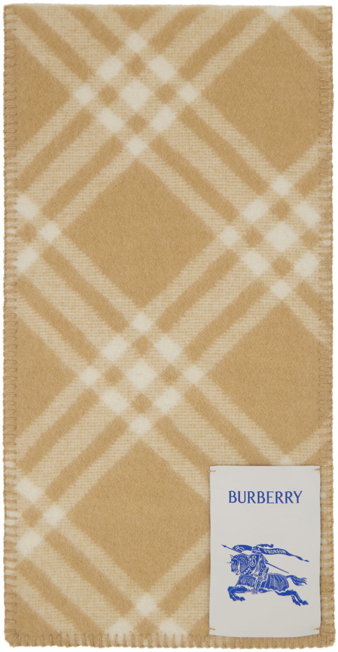 Шал Burberry Check Wool Scarf Бежово | 8079251