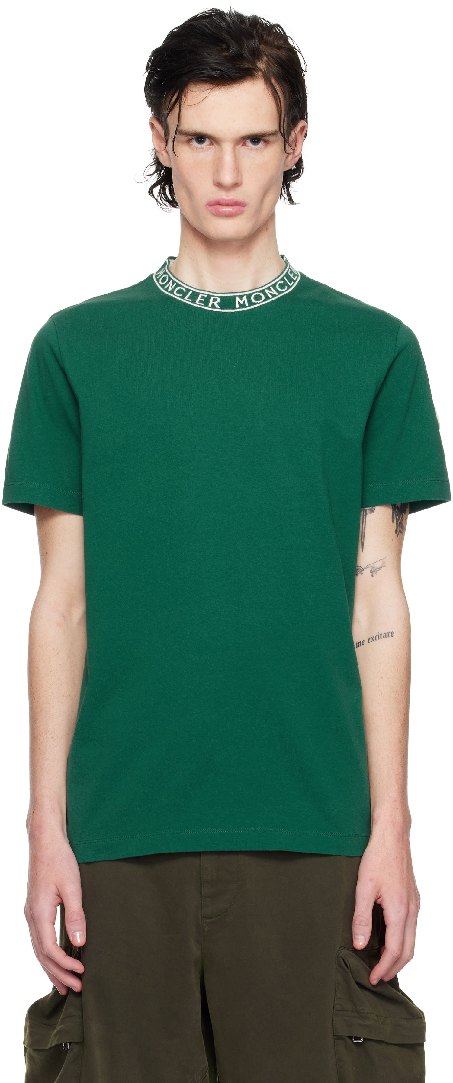 Тениска Moncler Logo-Trimmed Cotton T-Shirt Зелено | K10918C000278390T, 0