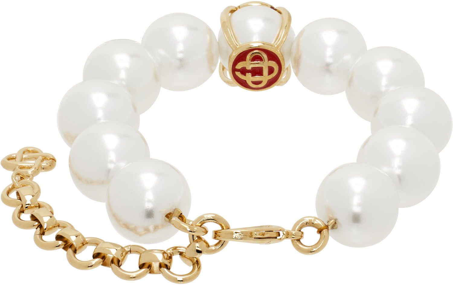 Гривна Casablanca Logo Faux-Pearl Bracelet with Gold-Tone Hardware Металик | APS25-JW-257-01, 1