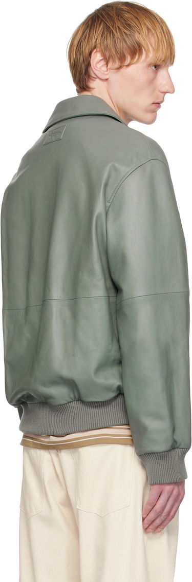 Яке бомбър MAISON KITSUNÉ Maison Kitsuné Leather Bomber Jacket Зелено | OM02129LR0019, 2