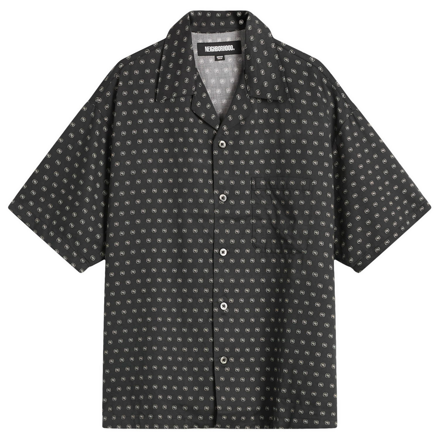 Риза Neighborhood Monogram Pattern Hawaiian Shirt, Size Large Черно | 251TSNH-SHM11-BLK, 1