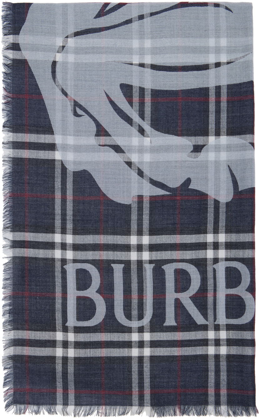 Шал Burberry Wide EKD Check Wool Silk Scarf Многоцветен | 8117902
