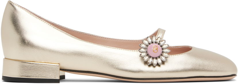 Кецове и обувки Valentino Valentino Garavani Mary-Jane Ballerina Flats with Crystal Embellishment Металик | 6W2S0LL7RKP