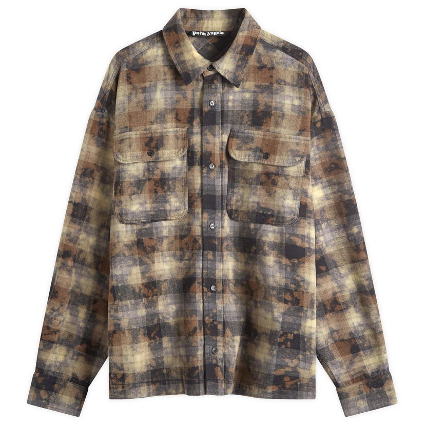 Риза Palm Angels Logo Checked Shirt Сиво | PMGE043F24FAB0010903