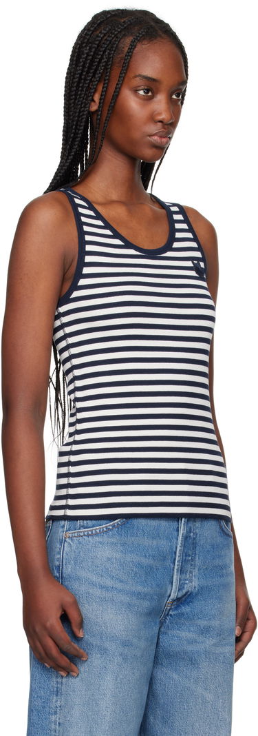 Потник MAISON KITSUNÉ Maison Kitsuné Fox Patch Striped Ribbed Tank Top Бяло | OW00609KA0028, 1