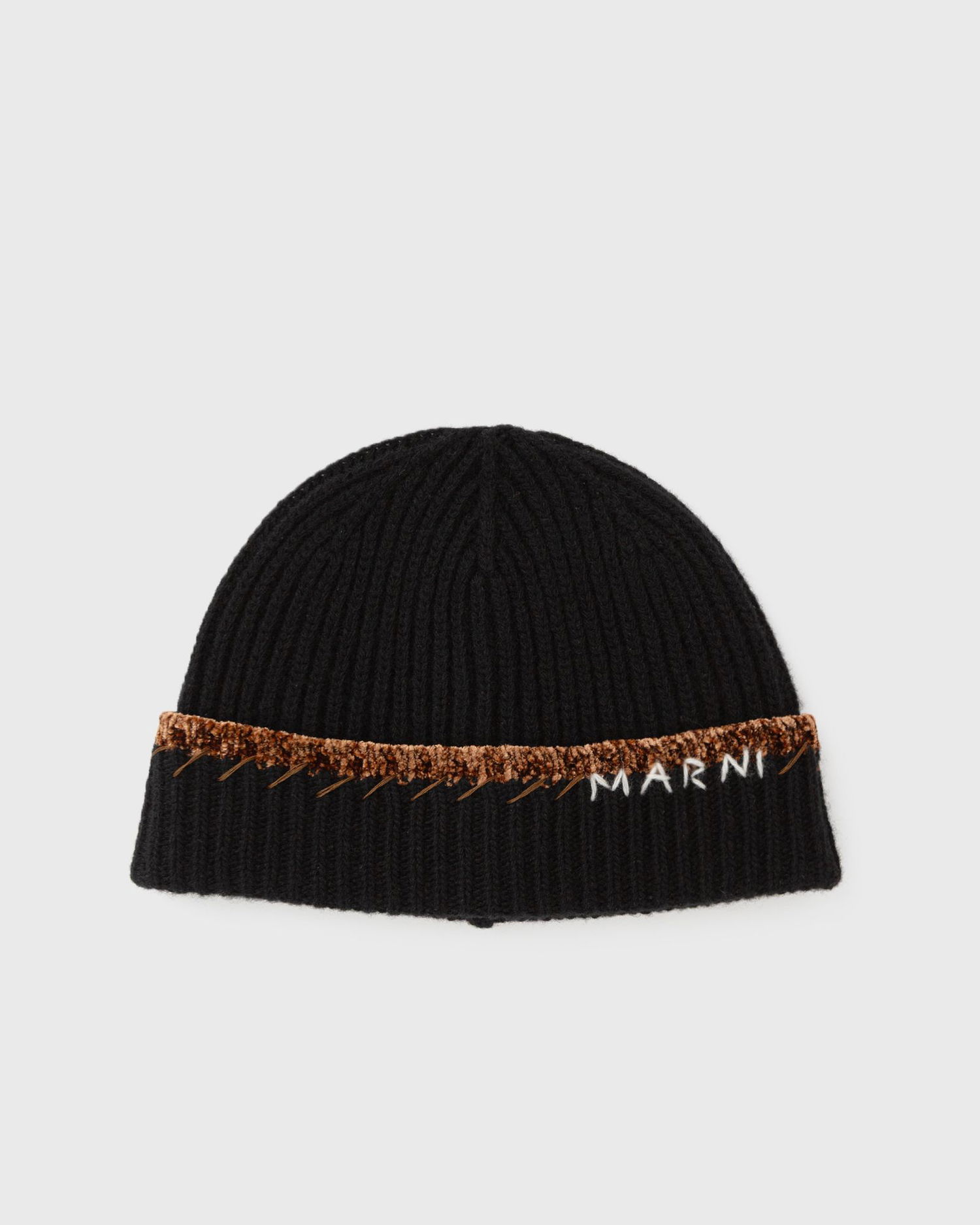 Шапка Marni Marni Ribbed-Knit Beanie with Embroidered Logo Черно | CLZC0177Q0-BIN99, 0