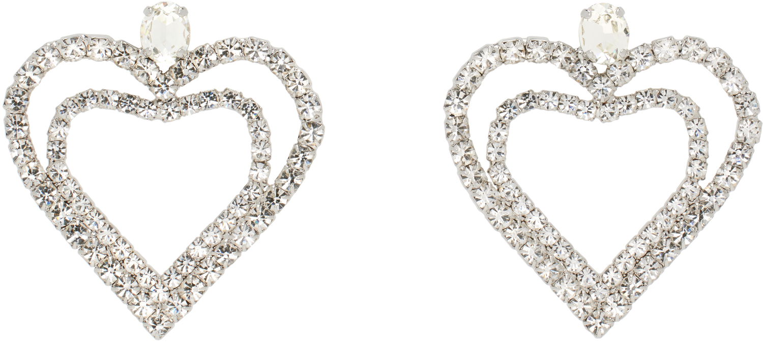 Обеци Blumarine Blumarine Rhinestone Hearts Drop Earrings Металик | P522W320A, 0
