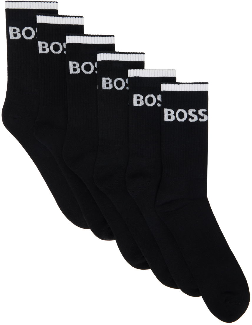 Чорапи BOSS Six-Pack Ribbed Short Socks Черно | 50510168, 0