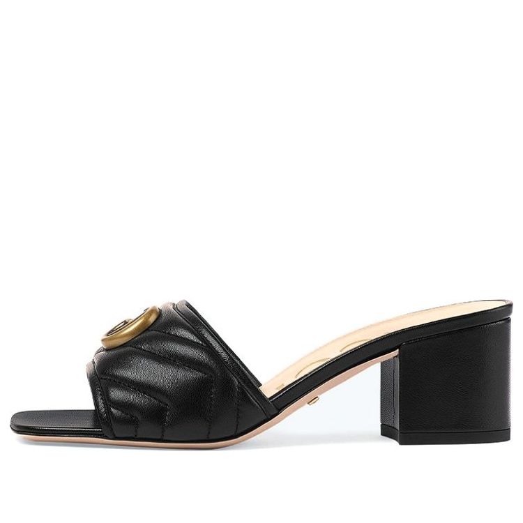 Кецове и обувки Gucci Marmont Double G Chunky Slide Sandals Черно | 695202-BKO60-1000