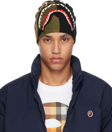 Шапка BAPE A Bathing Ape 1st Camo Shark Knit Beanie Зелено | 001HTK701006M, 0