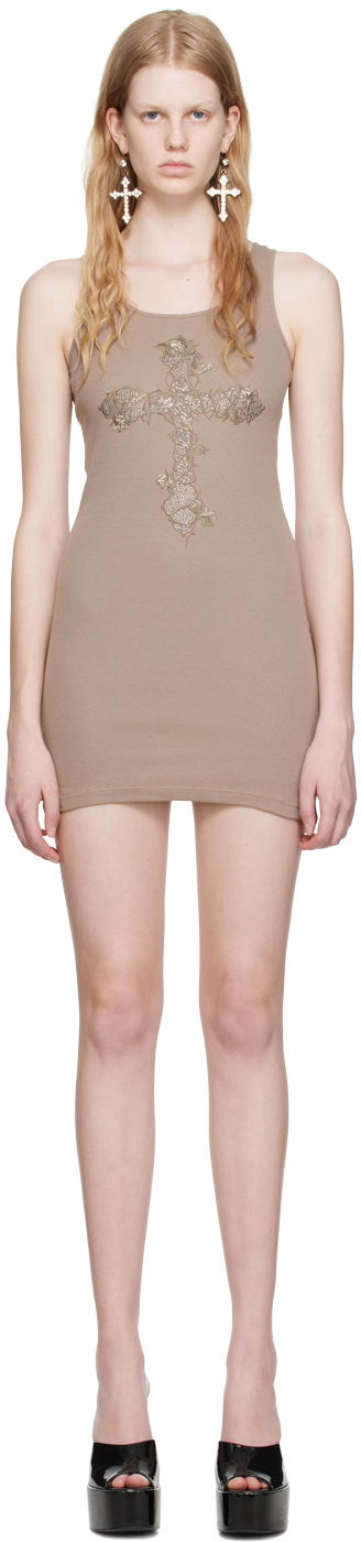 Pокля Blumarine Embroidered Mini Dress Кафяво | P344A034A, 0