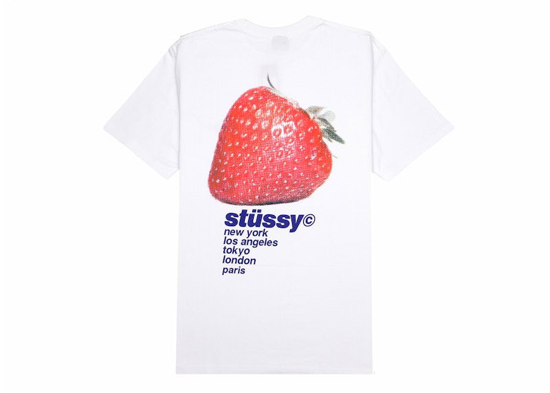 Тениска Stüssy Strawberry Graphic Print T-Shirt Бяло | 1904769-WHT