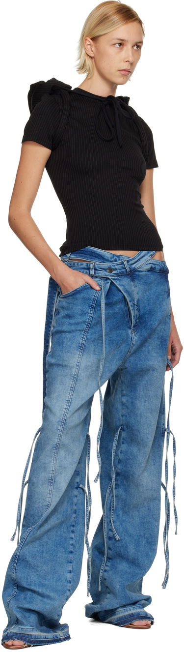 Тениска Ottolinger Pinstriped Rib Knit Short Sleeve Padded Hood T-shirt Черно | 102-106704-01, 3