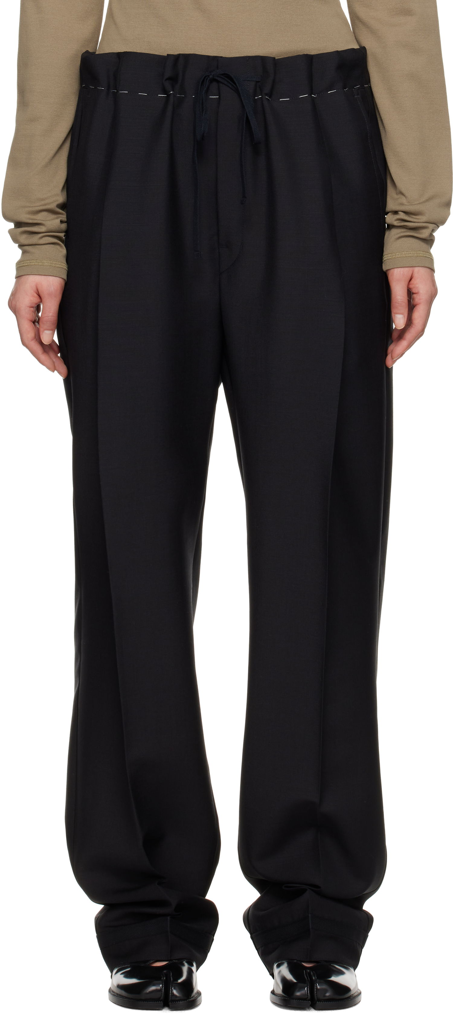 Панталони Maison Margiela Maison Margiela Wool Mohair Drawstring Trousers Черно | S51KA0602 M35301, 0