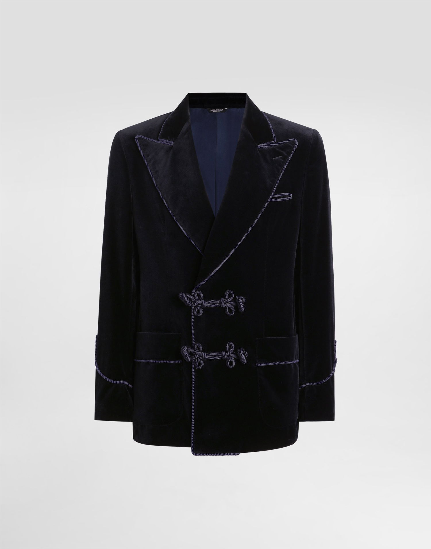 Яке Dolce & Gabbana Double-breasted Sicilia-light Jacket In Smooth Velvet Тъмно синьо | G2VQ4TFUVG7B0665, 0