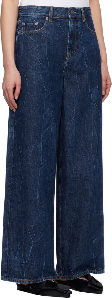 Дънки GANNI GANNI Crinkled Future Denim Marri Wide-Leg Jeans Синьо | J1593, 1