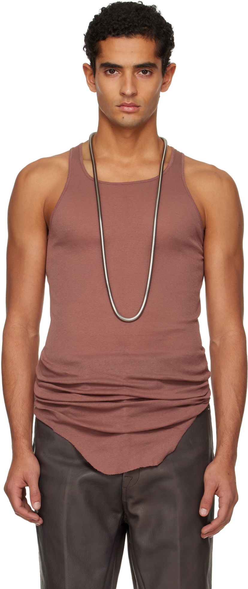 Потник Rick Owens Concordians Basic Rib Tank Top Кафяво | RU02E1150 MR
