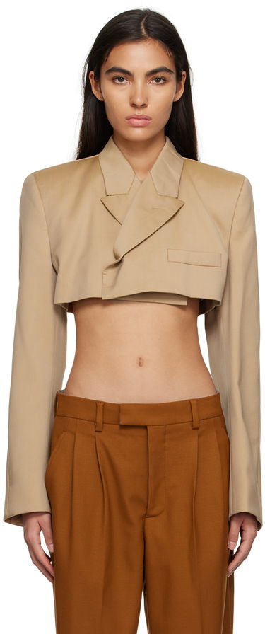 Яке VETEMENTS Cropped Blazer Бежово | VL16JA440S, 0