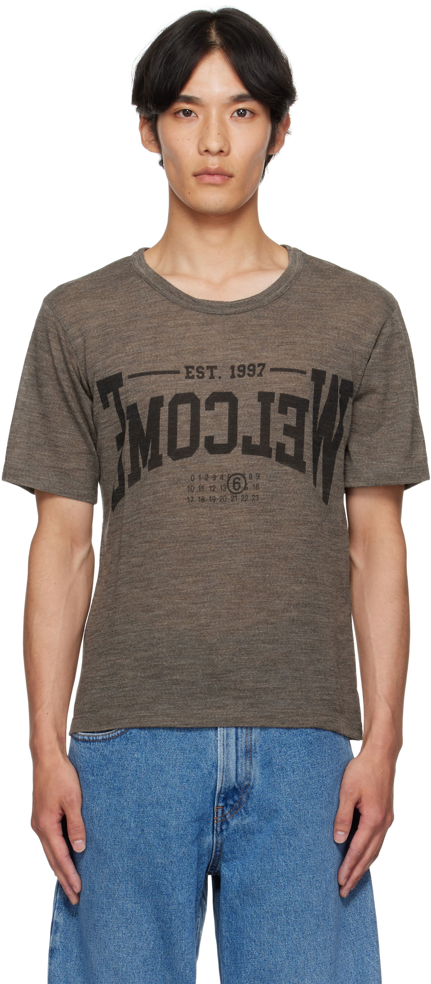 Тениска Maison Margiela MM6 Maison Margiela 'Welcome' Print T-Shirt Сиво | SH0GC0055 M20123, 0