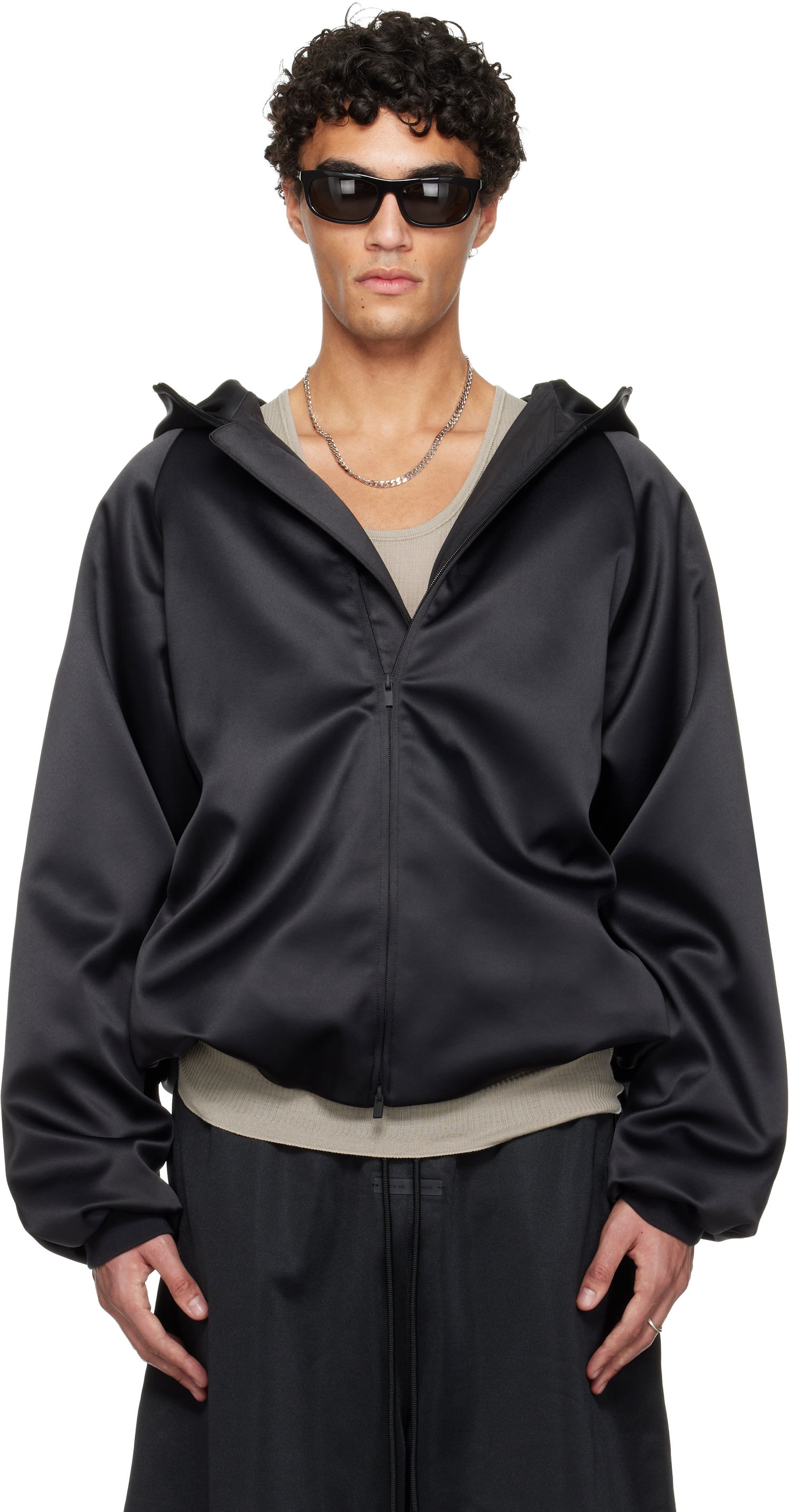 Яке бомбър Fear of God ESSENTIALS Holiday Hooded Bomber Jacket Черно | 202HO258101F, 0