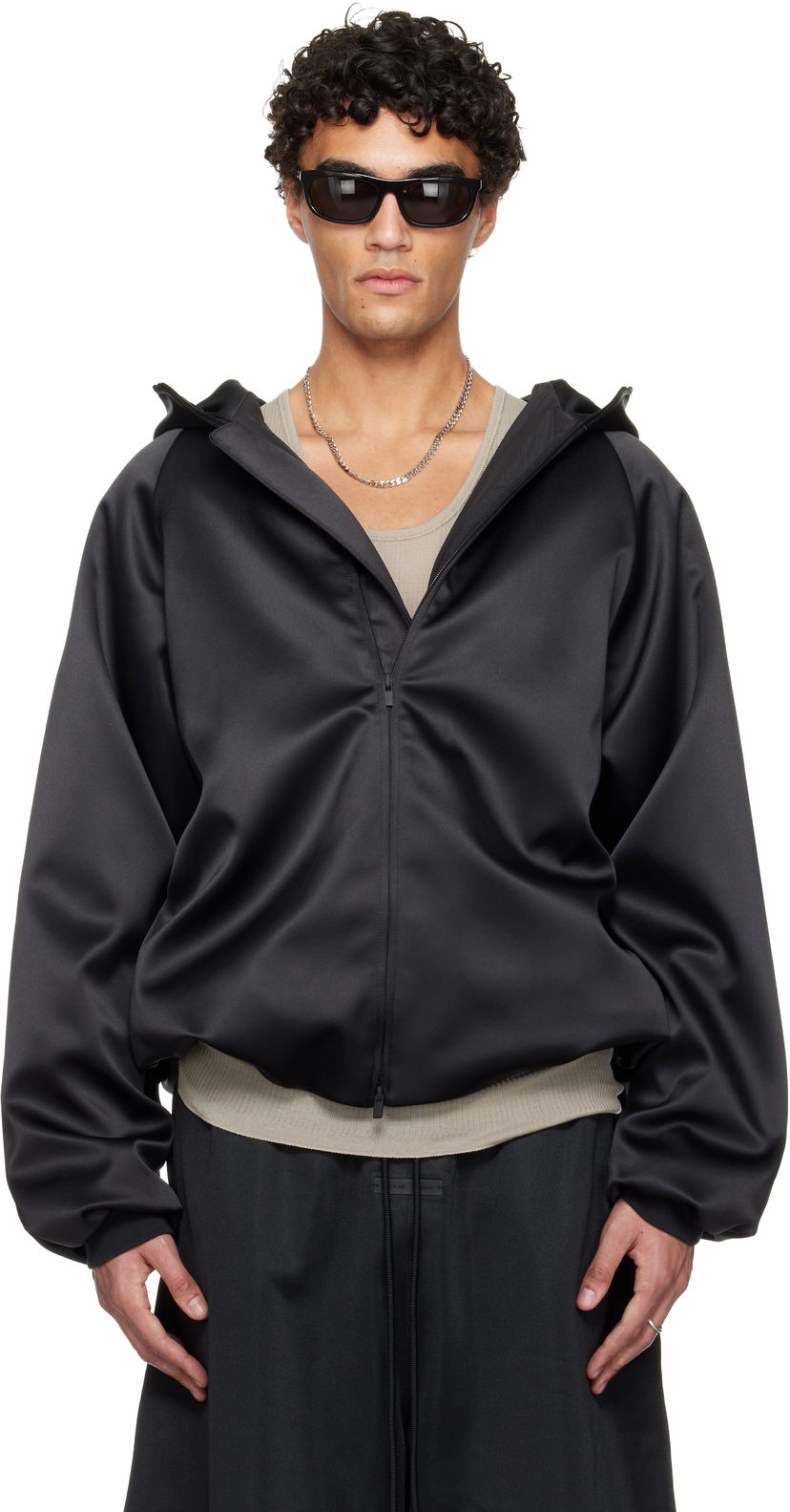 Яке бомбър Fear of God ESSENTIALS Holiday Hooded Bomber Jacket Черно | 202HO258101F