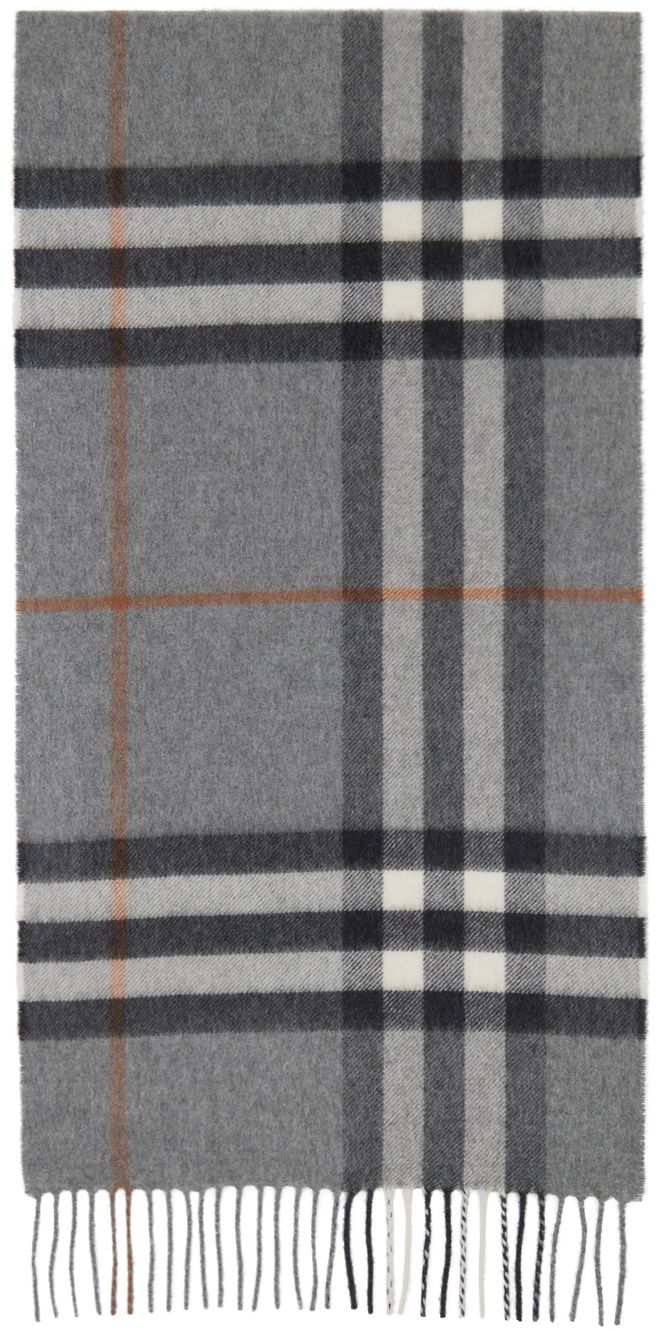 Шал Burberry Check Scarf Gray Сиво | 8016395