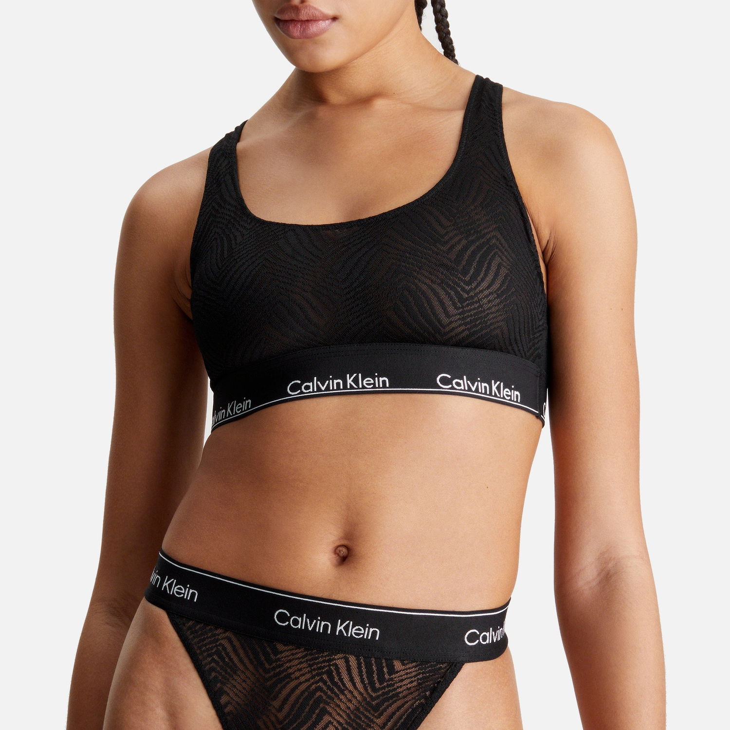 Облекло и аксесоари CALVIN KLEIN Modern Semi-Sheer Stretch-Lace Unlined Bralette - XS Черно | 000QF7708EUB1, 1