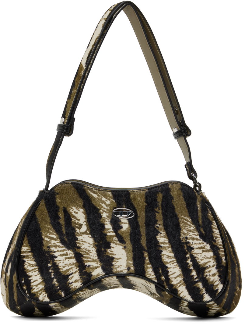 Чанта през рамо Diesel Zebra-Print Calf Hair Shoulder Bag Зелено | X10201 P1425