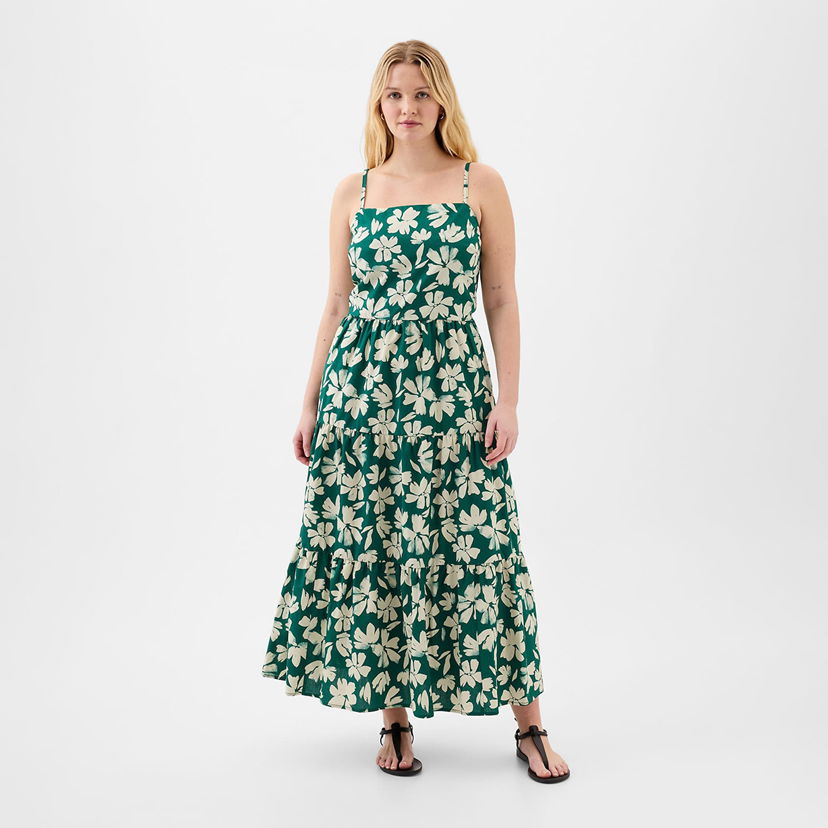 Pокля GAP Dresses Tiered Maxi Dress Green Floral Зелено | 888463-01