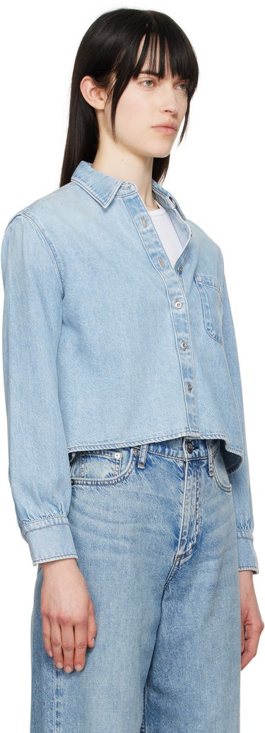Риза rag & bone Rag & Bone Featherweight Cropped Maxine Denim Shirt Синьо | WDD25S1446UFGR, 1