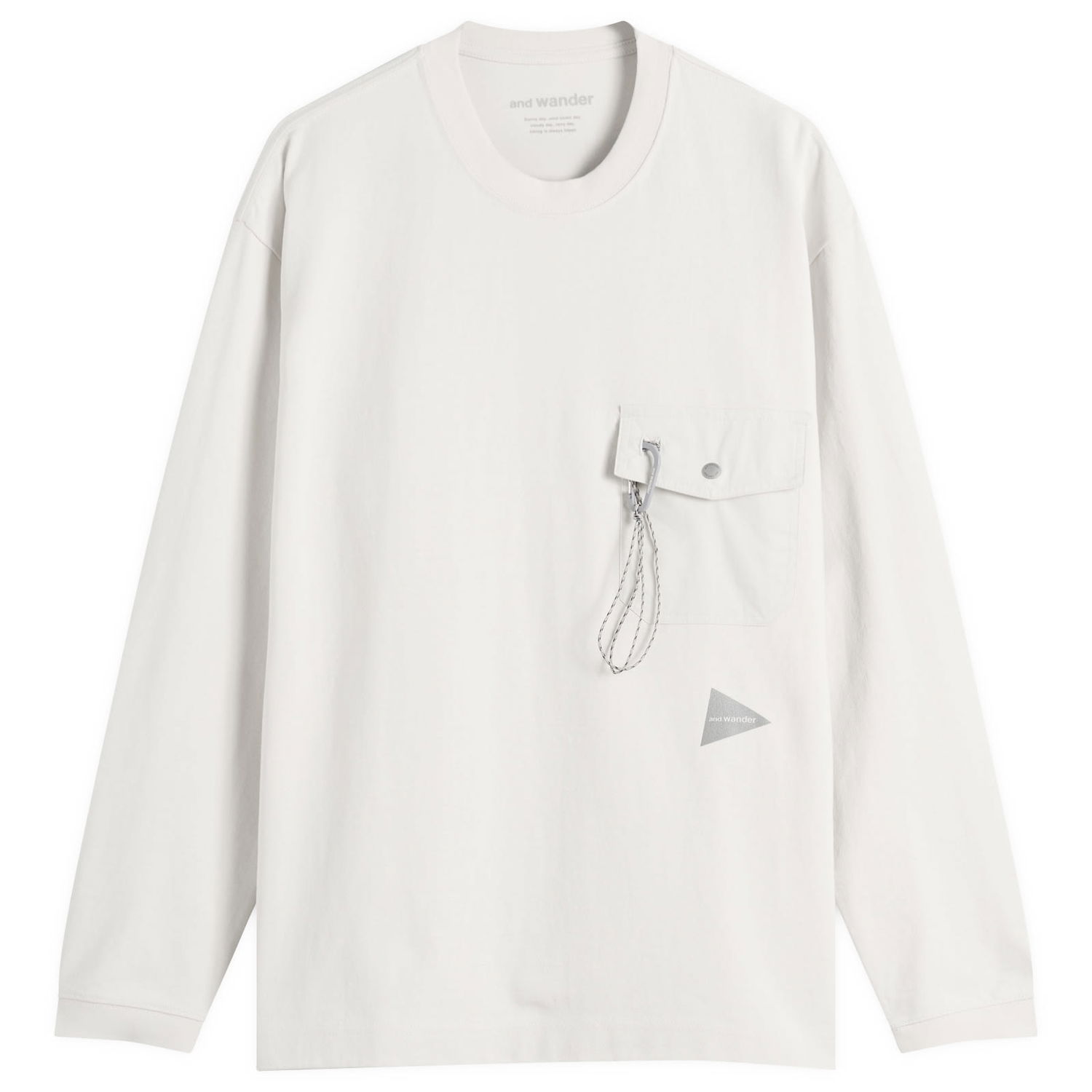 Тениска and wander Heavy Cotton Longsleeve Pocket Tee, Size Small Бяло | 5745284082-021, 1