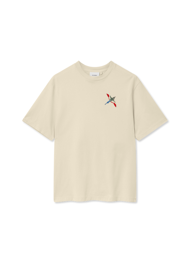 Embroidered Micro Bee Bird Crewneck T-Shirt