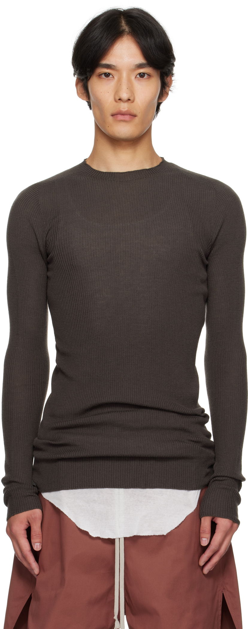 Пуловер Rick Owens Rick Owens Concordians Ribbed Sweater Кафяво | RU02E1637 RIBM