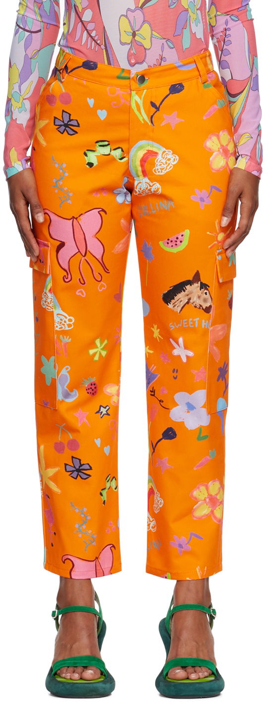 Карго панталони Collina Strada Collina Strada Chason Printed Cargo Pants Оранжево
 | XX6293, 0