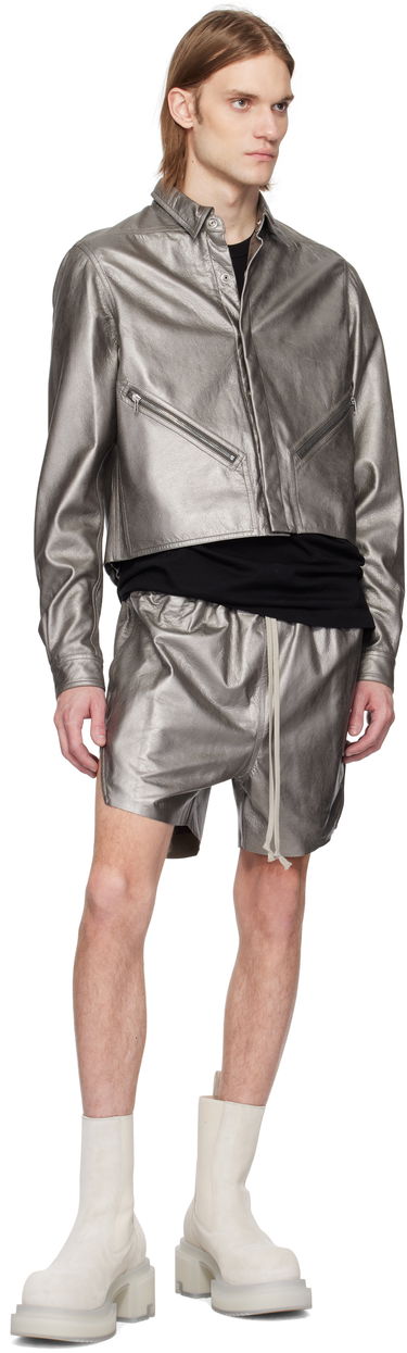 Къси панталони Rick Owens Rick Owens Hollywood Boxers Leather Shorts Металик | RR01E5306 LBAM, 3