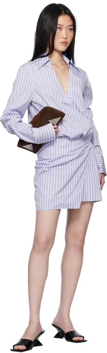 Pокля The Attico Attico Striped Wrap Shirt Mini Dress Лилаво | 250WCA00394 CCC051AA, 3