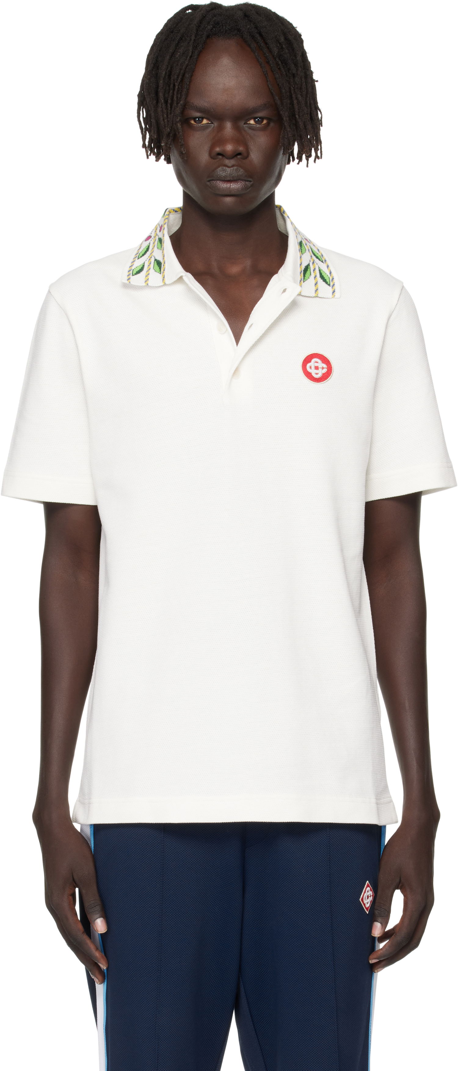 Поло тениска Casablanca Casablanca Classic Laurel Pique Polo Бяло | MPF25-JTP-243-01, 0