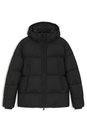 Пухо яке BOSS Oversized-fit Hooded Puffer Jacket in Crinkle Ripstop Черно | 50543618, 0