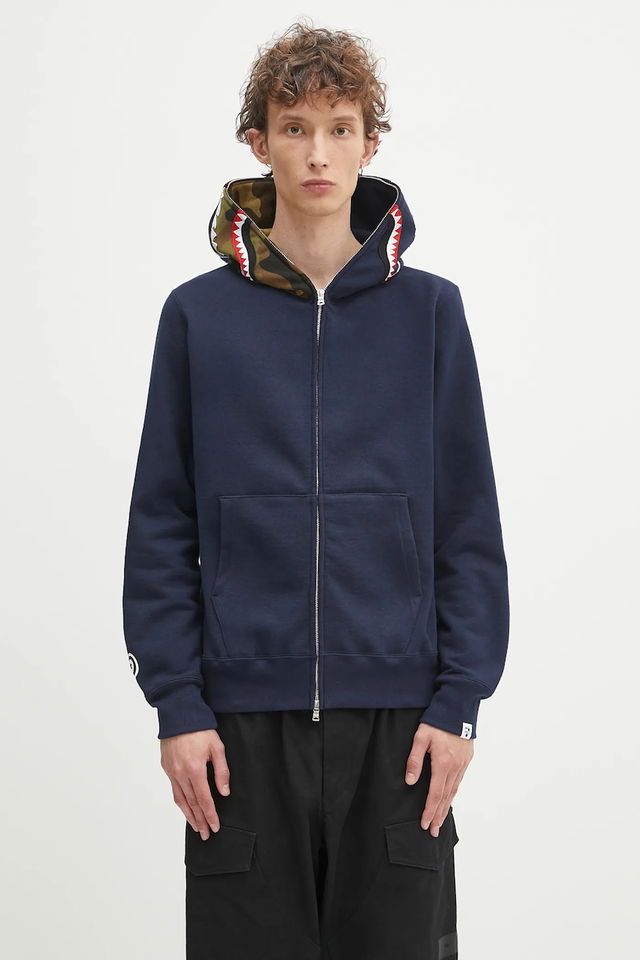 1st Shark Full-Zip Hoodie with Camo Hood Lining